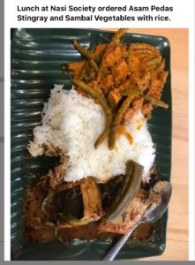 Asam Pedas Stingray and Sambal Vegetables with Rice