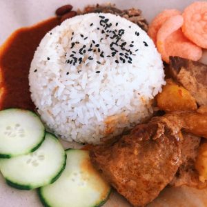 Nasi Lemak and Chicken Curry Rice (Vegetarian)